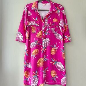 Persifor | Pink Pineapple Print Winpenny Shirt Dress